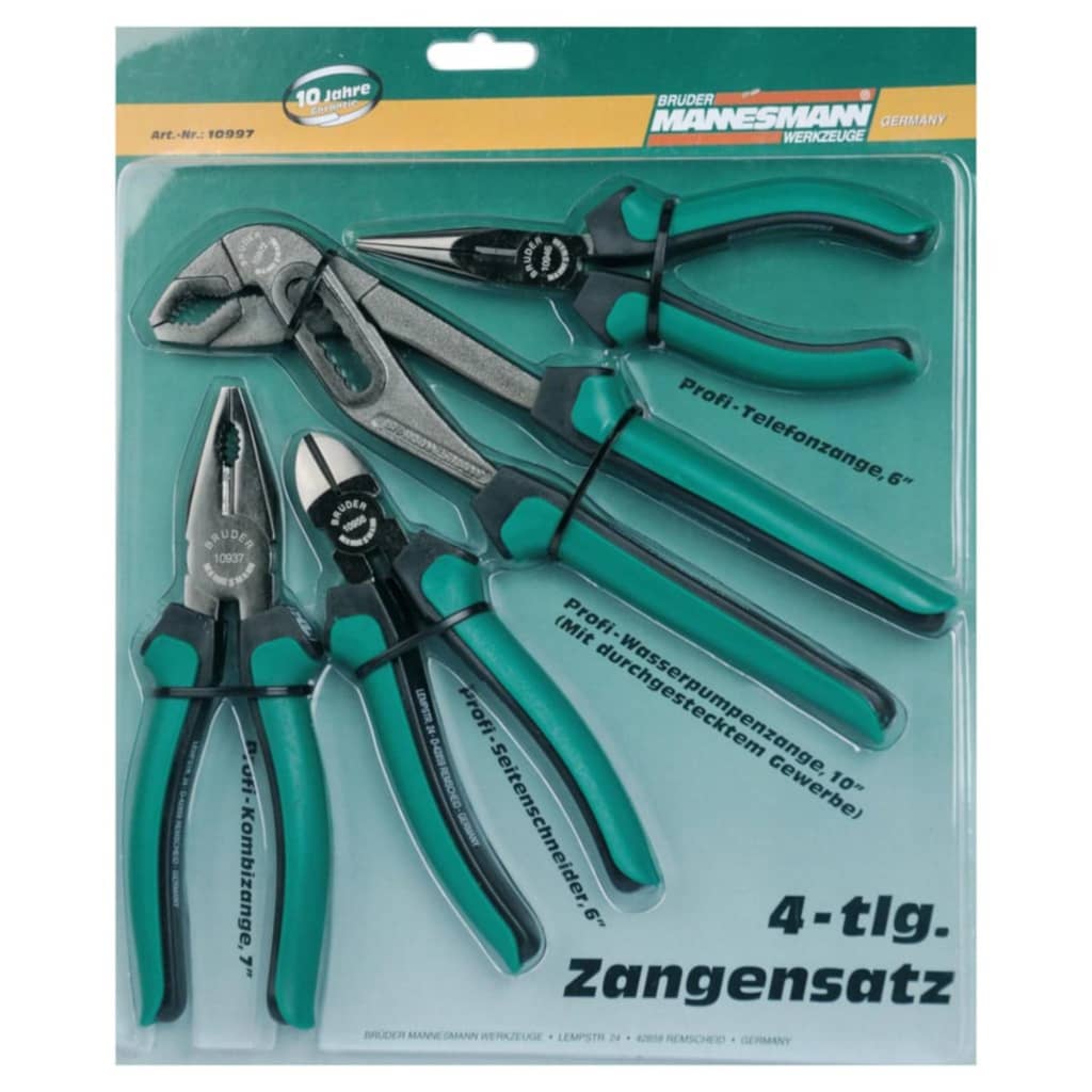 Brüder Mannesmann Four Piece Pliers Set Steel 10997