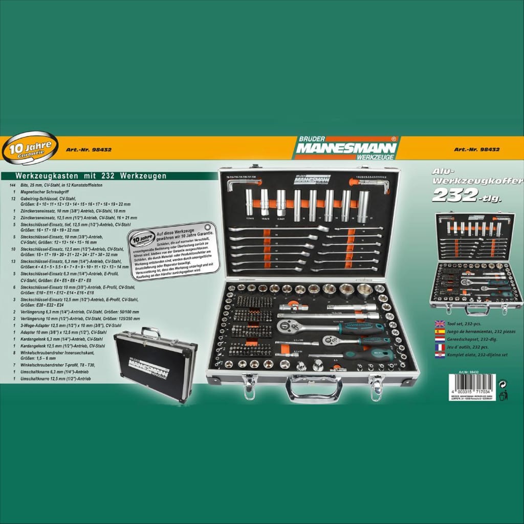 Brüder Mannesmann 232 Piece Socket Box 1/4 & 1/2