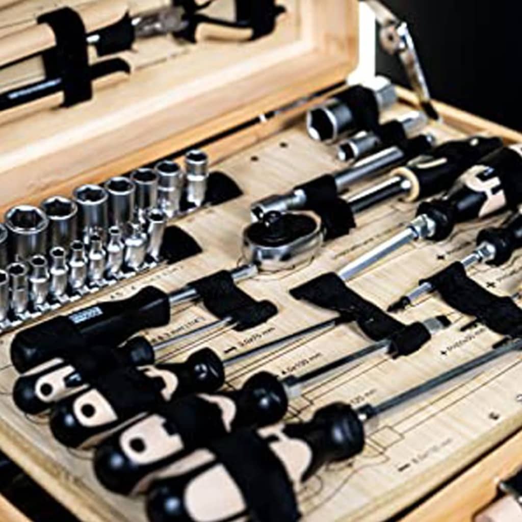 Brüder Mannesmann 108 Piece Tool Set Bamboo Case