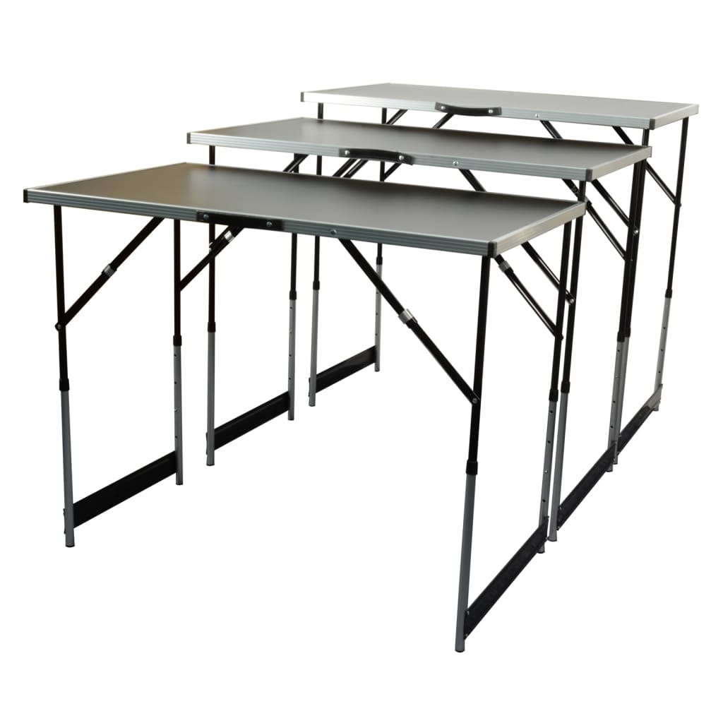 Brüder Mannesmann Multifunction Folding Table Set Aluminum 3 pcs