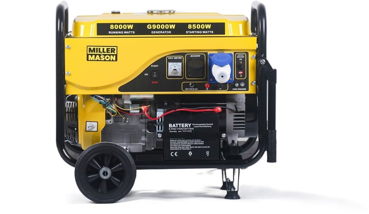 MILLER & MASON 10.5KVA 16HP PORTABLE KEY START PETROL ENGINE GENERATOR