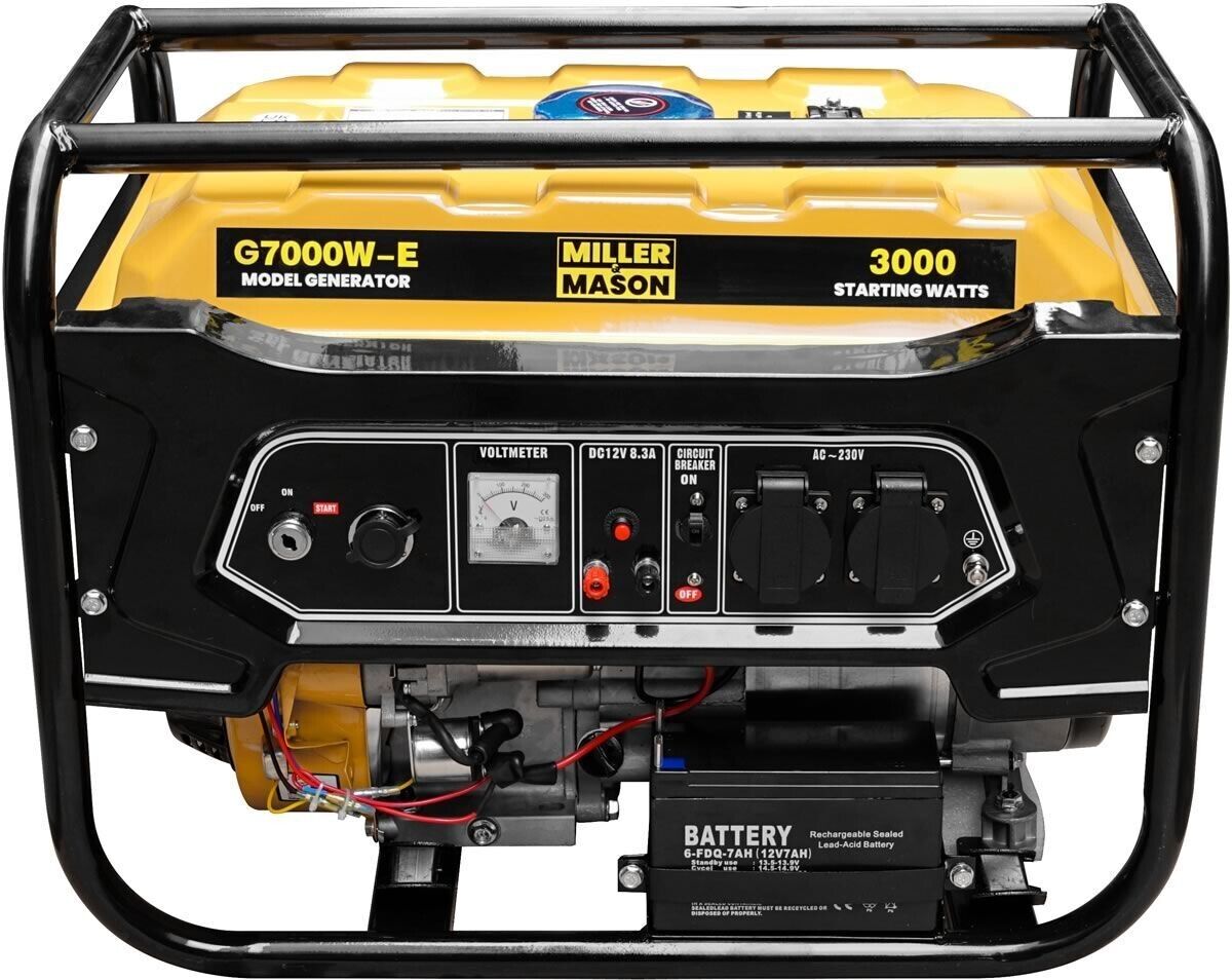 MILLER & MASON ELECTRIC START PETROL GENERATOR 3.75KVA 8HP WITH OPTIONAL ATS