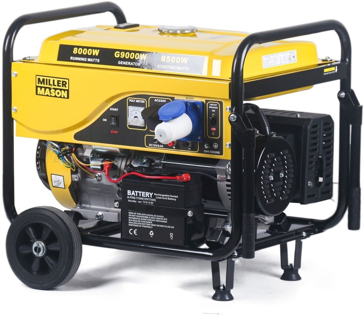 MILLER & MASON 10.5KVA 16HP PORTABLE KEY START PETROL ENGINE GENERATOR