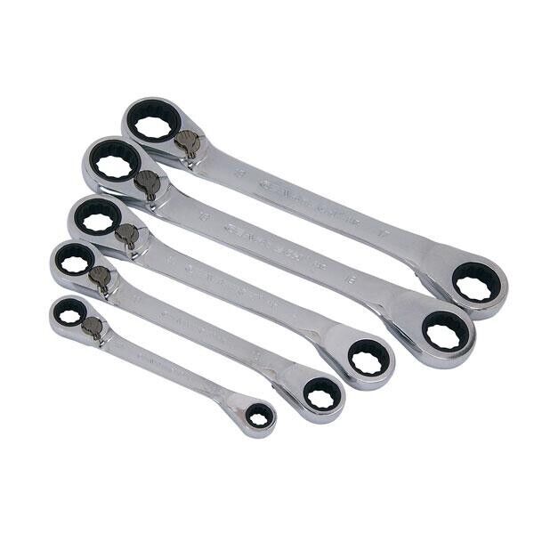 Geartech 5pc Reversible Double Ring Ratchet Wrench Set