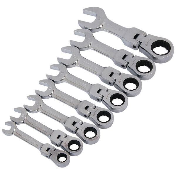 Geartech 8pc Stubby Combi Flexi Ratcheting Spanner Set