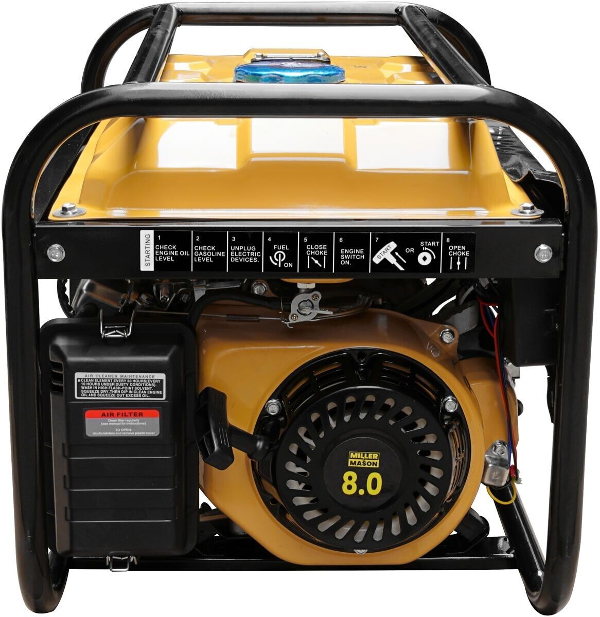 MILLER & MASON ELECTRIC START PETROL GENERATOR 3.75KVA 8HP WITH OPTIONAL ATS