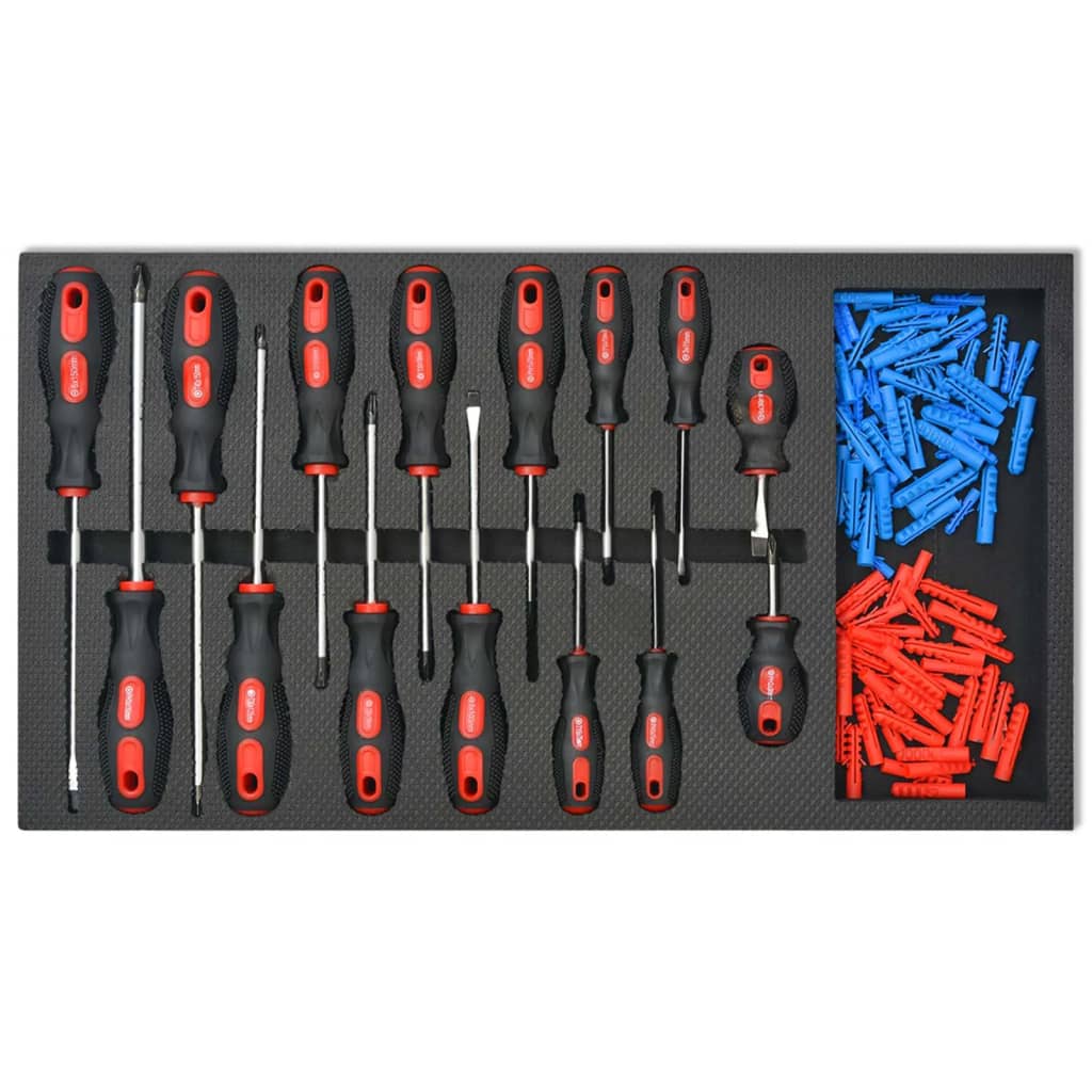 Workshop Tool Trolley with 1125 Tools Steel Red