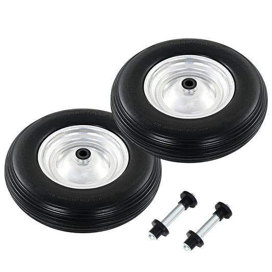 Wheelbarrow Wheels 2 pcs with Axles Solid PU 4.00-8 390 mm