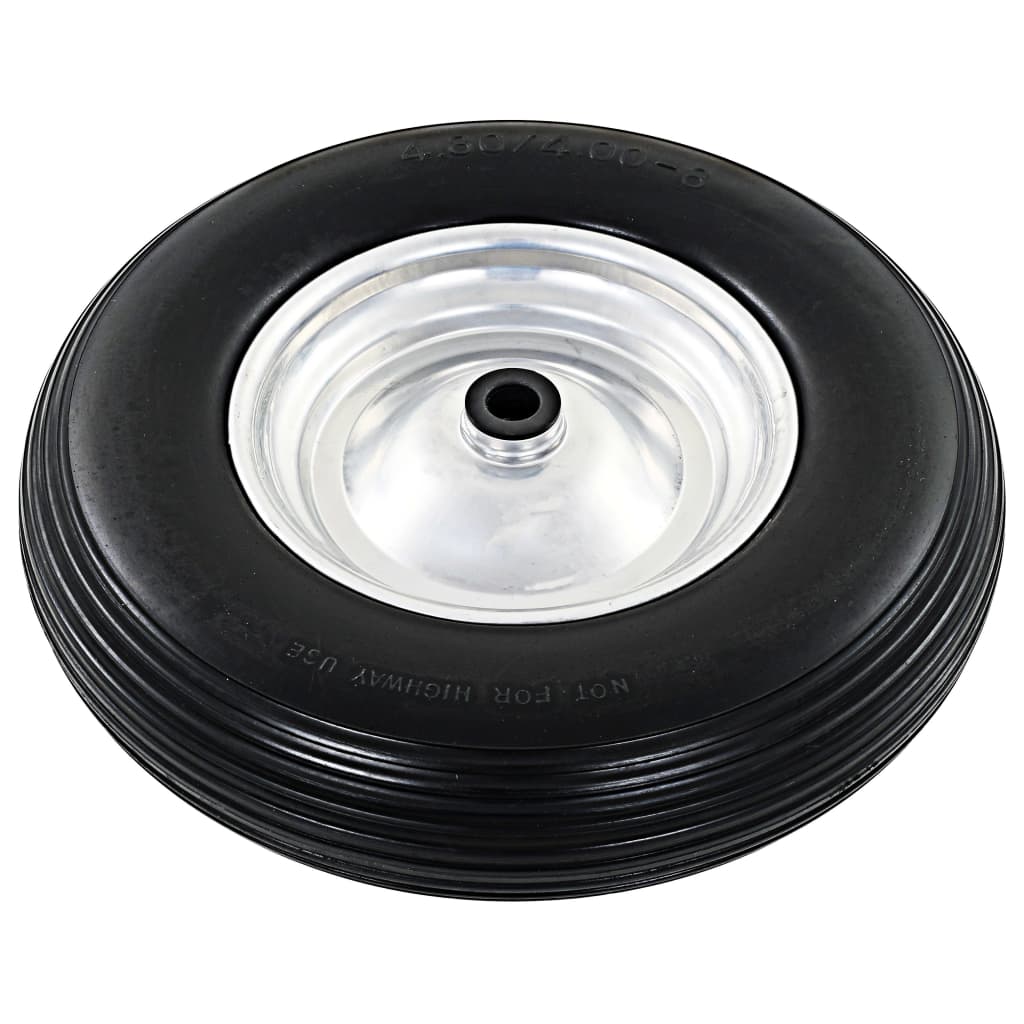 Wheelbarrow Wheels 2 pcs with Axles Solid PU 4.00-8 390 mm