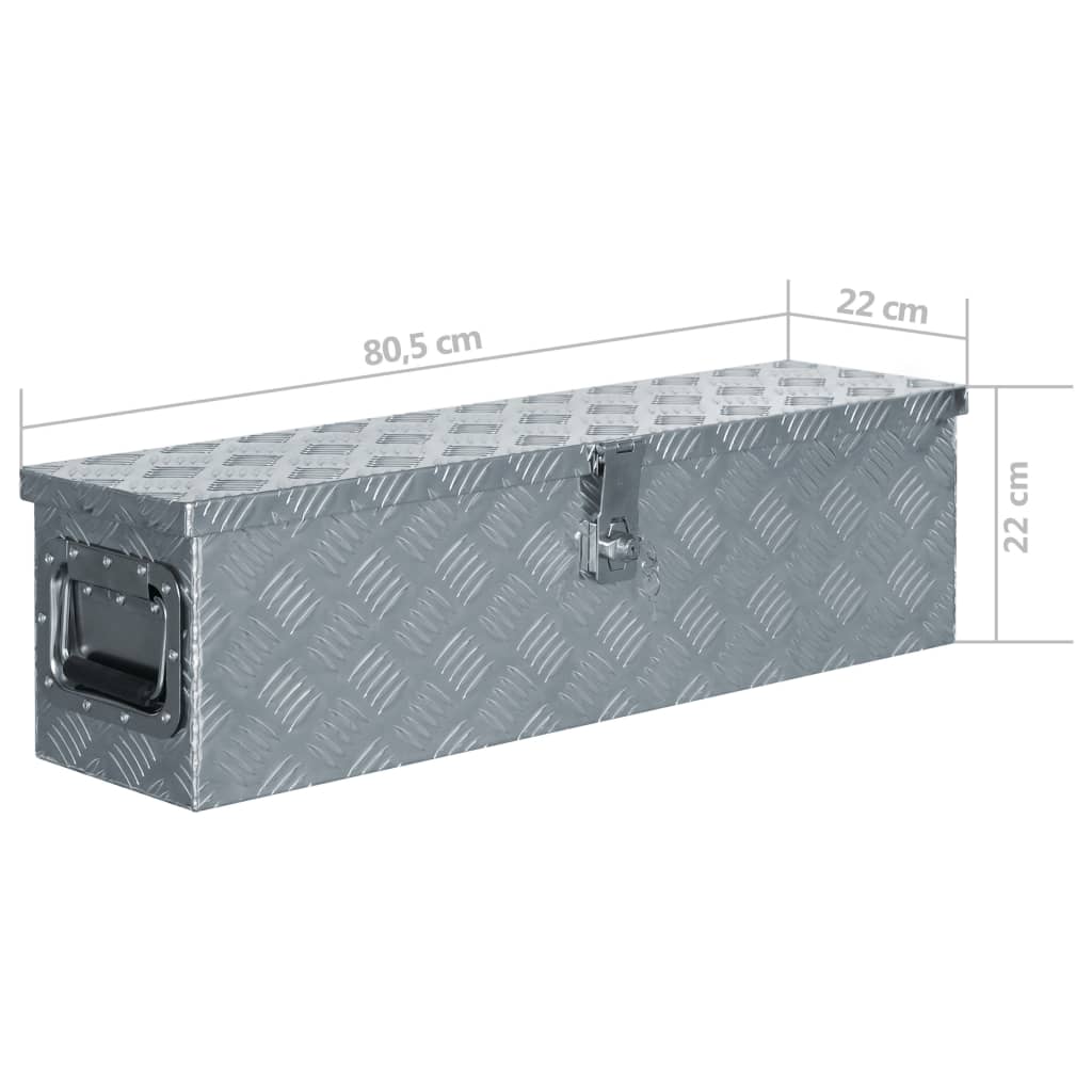 Aluminium Box 80.5x22x22 cm Silver