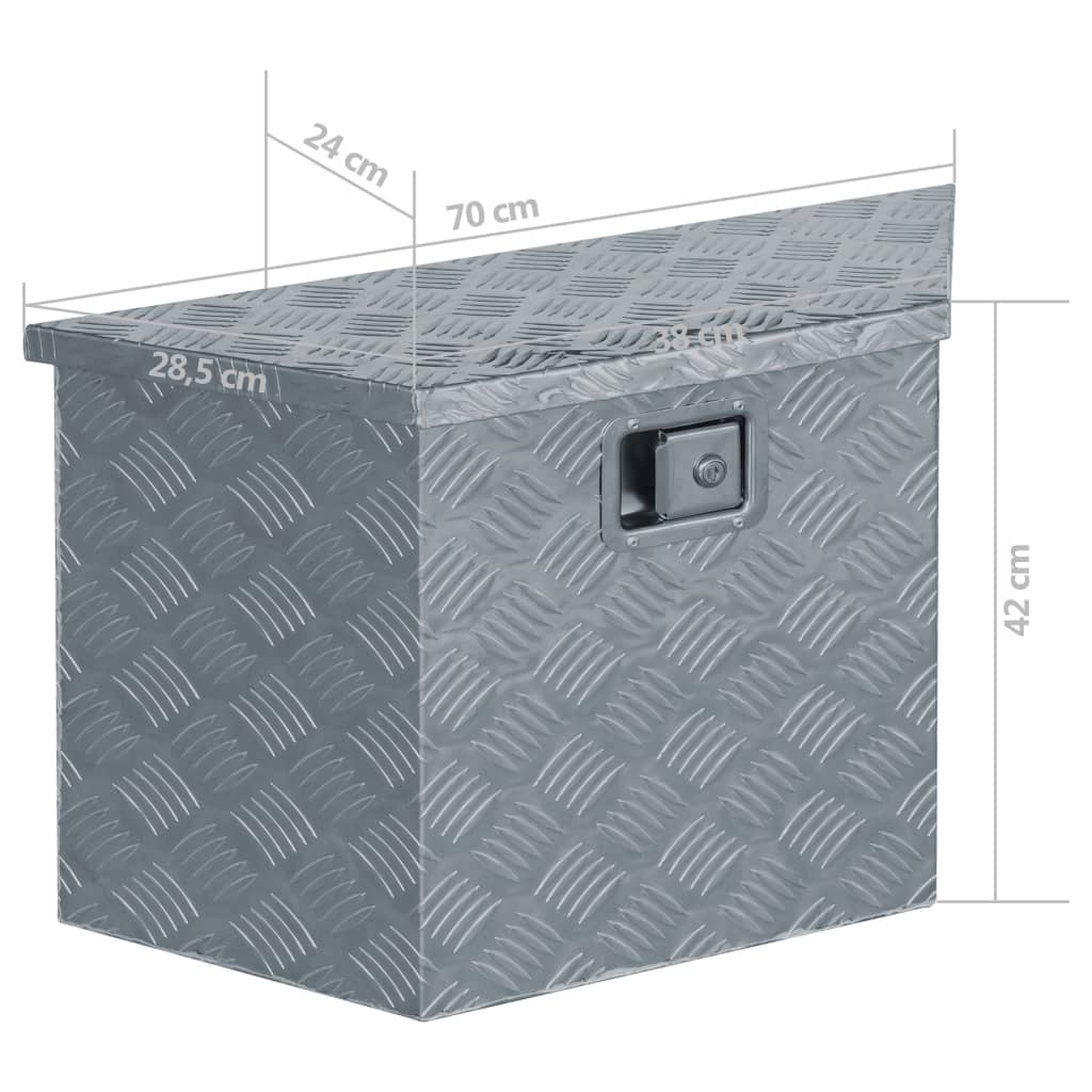 Aluminium Box 70x24x42 cm Trapezoid Silver