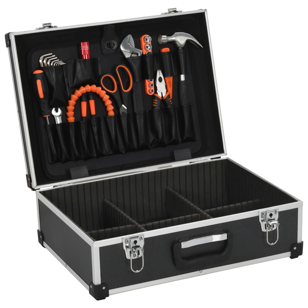 Tool Suitcase 46x33x16 cm Black Aluminium