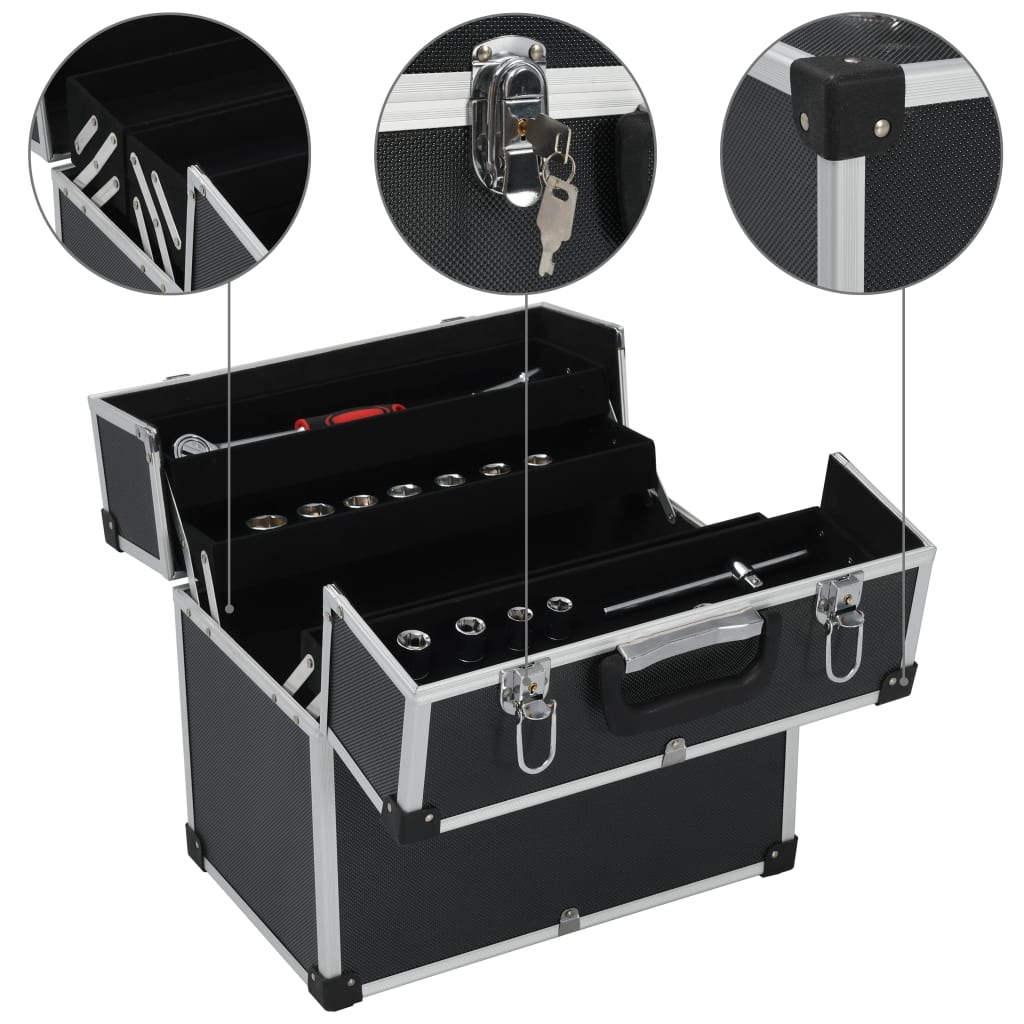 Tool Case 38x22.5x34 cm Black Aluminum