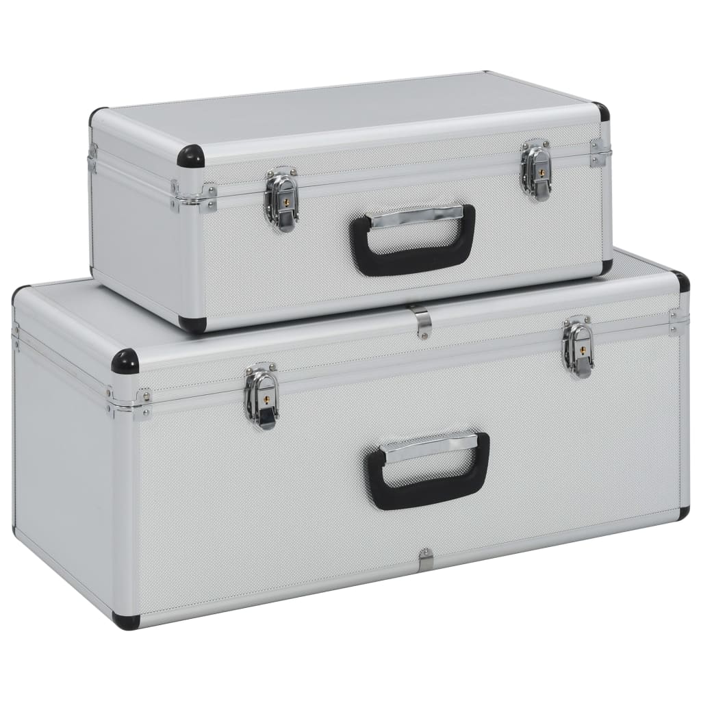 Storage Cases 2 pcs Silver Aluminium