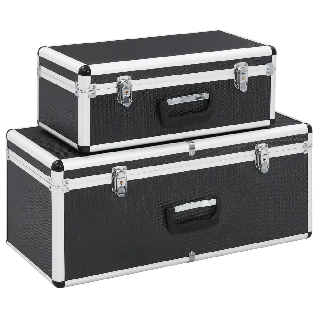 Storage Cases 2 pcs Black Aluminium