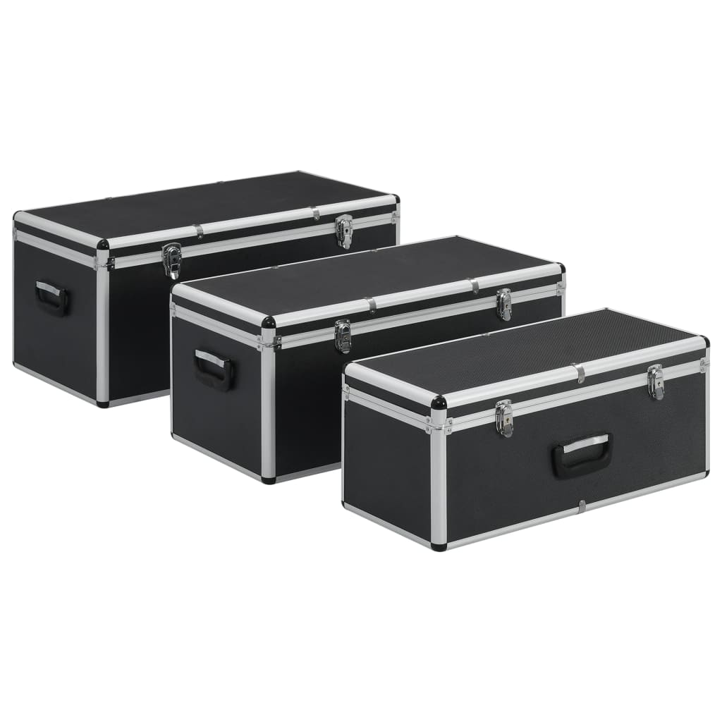 Storage Cases 3 pcs Black Aluminium