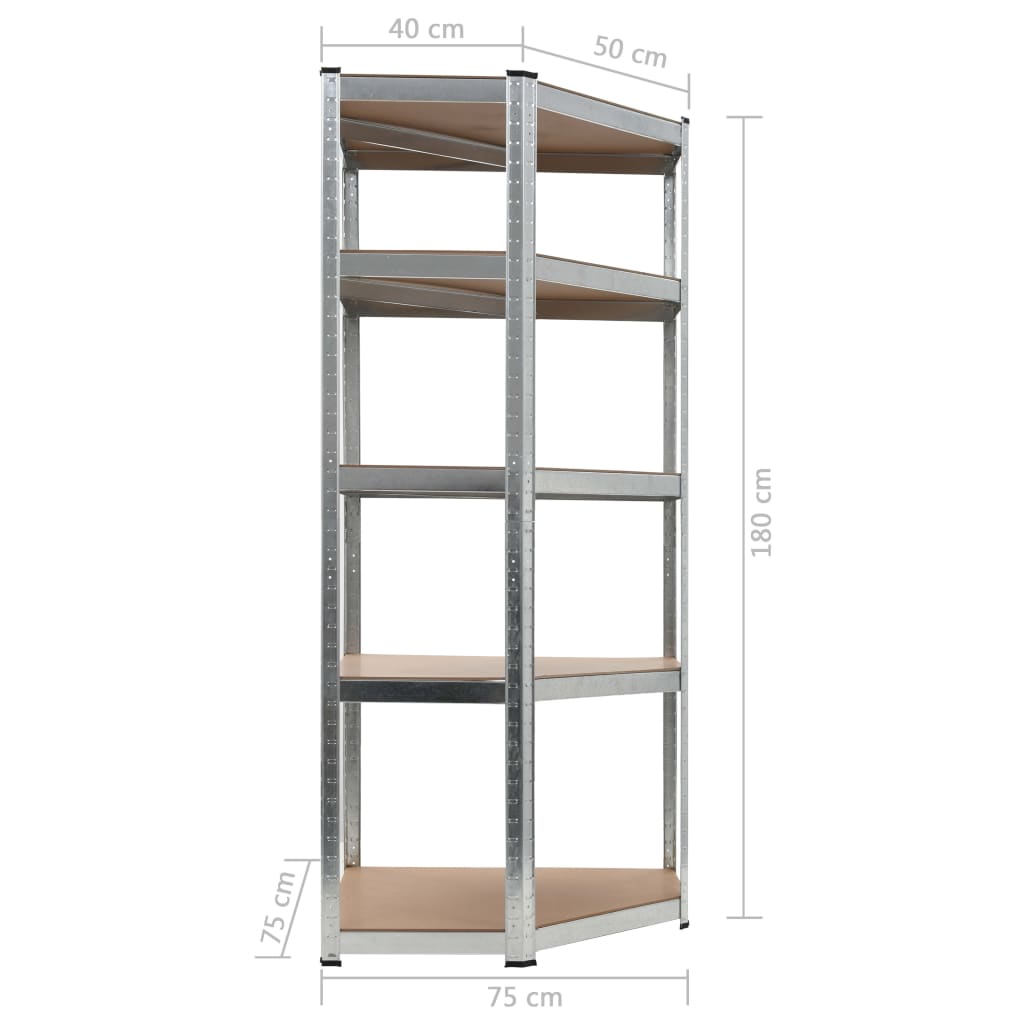 Storage Shelf Silver 75x75x180 cm Steel and MDF