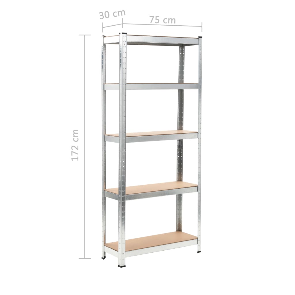 Storage Shelf Silver 75x30x172 cm Steel and MDF