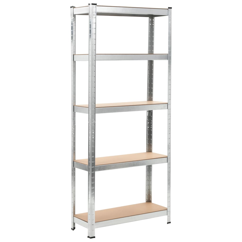 Storage Shelves 3 pcs Silver 75x30x172 cm Steel and MDF