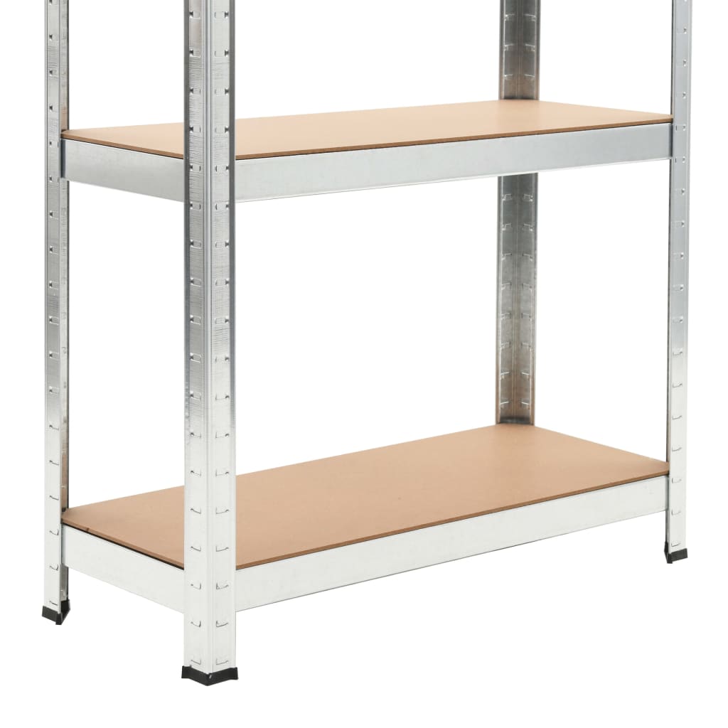 Storage Shelves 3 pcs Silver 75x30x172 cm Steel and MDF