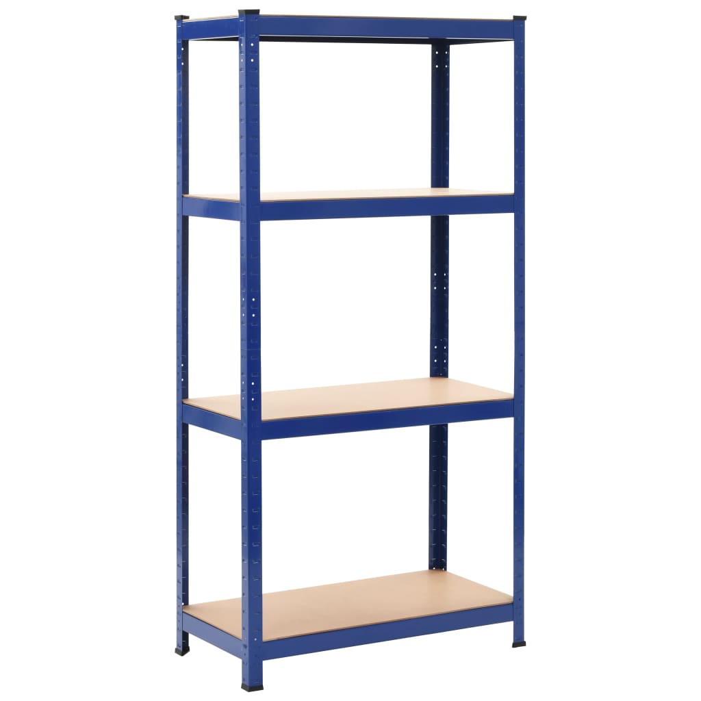 Storage Shelves 2 pcs Blue 80x40x160 cm Steel and MDF