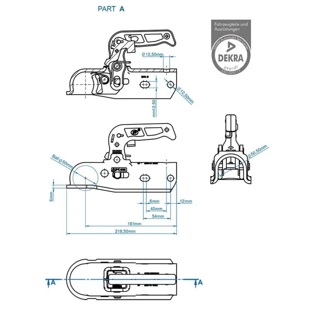 ProPlus Ball Coupling Round 35-50mm Braked