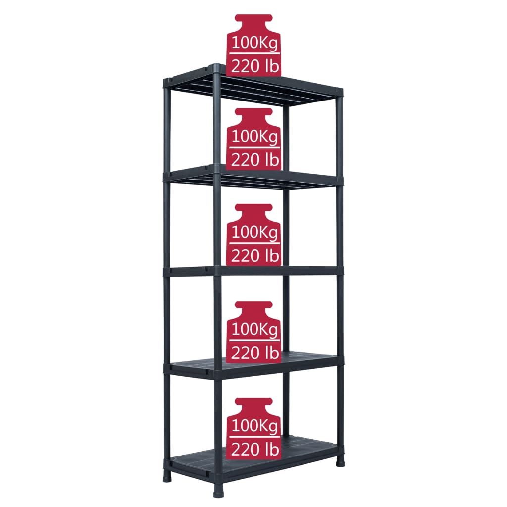 Storage Shelf Rack Black 500 kg 90x60x180 cm Plastic