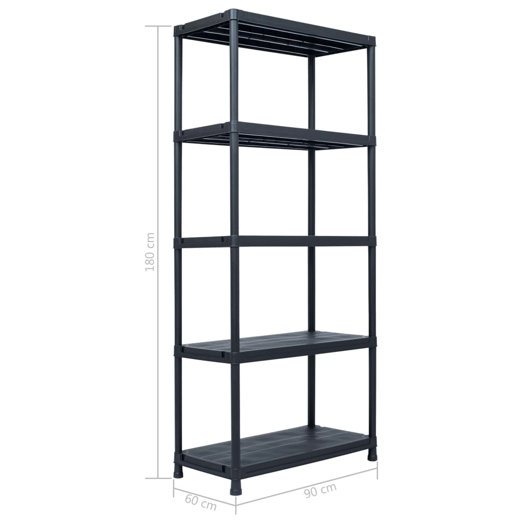 Storage Shelf Rack Black 500 kg 90x60x180 cm Plastic