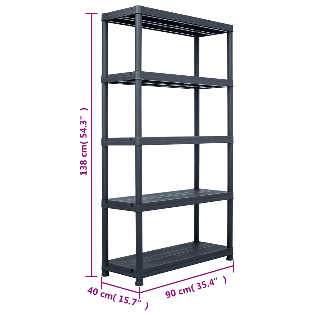 Storage Shelf Rack Black 220 kg 90x40x138 cm Plastic