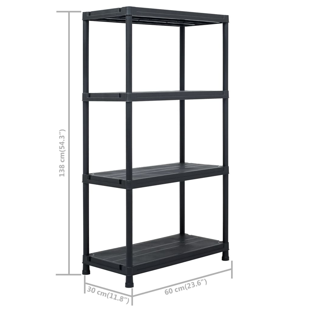 Storage Shelf Racks 2 pcs Black 60x30x138 cm Plastic