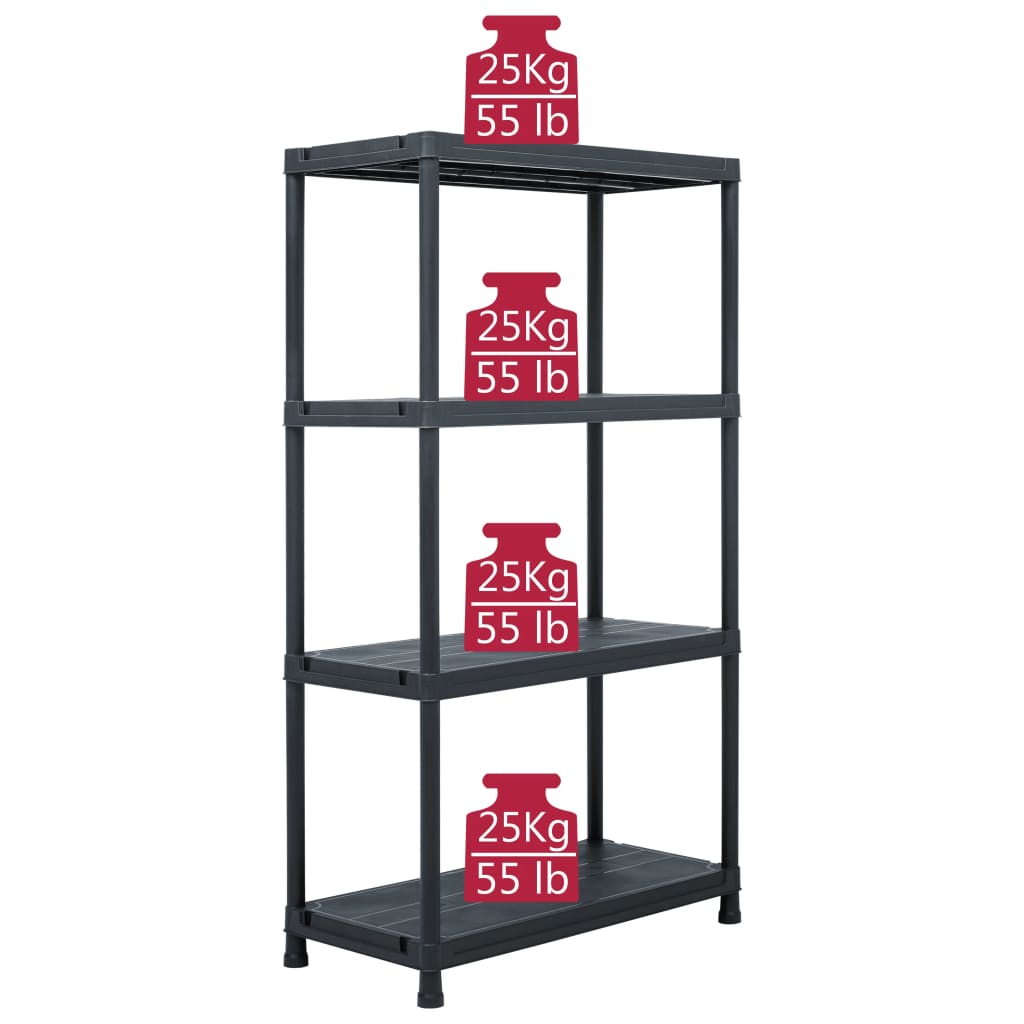 Storage Shelf Racks 5 pcs Black 60x30x138 cm Plastic