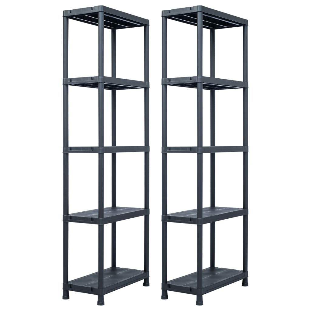 Storage Shelf Racks 2 pcs Black 125 kg 60x30x180 cm Plastic