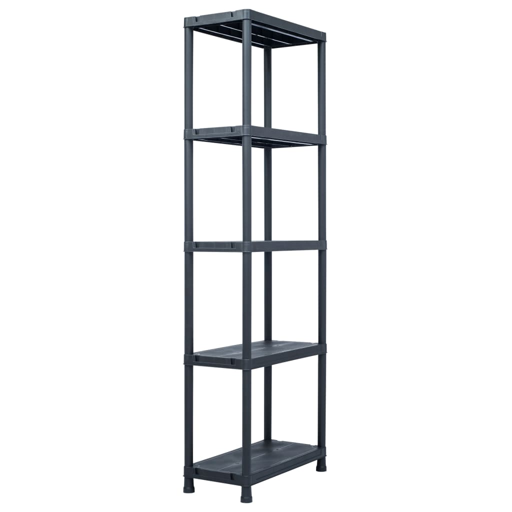 Storage Shelf Racks 5 pcs Black 125 kg 60x30x180 cm Plastic