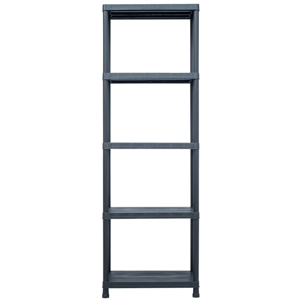 Storage Shelf Racks 5 pcs Black 125 kg 60x30x180 cm Plastic