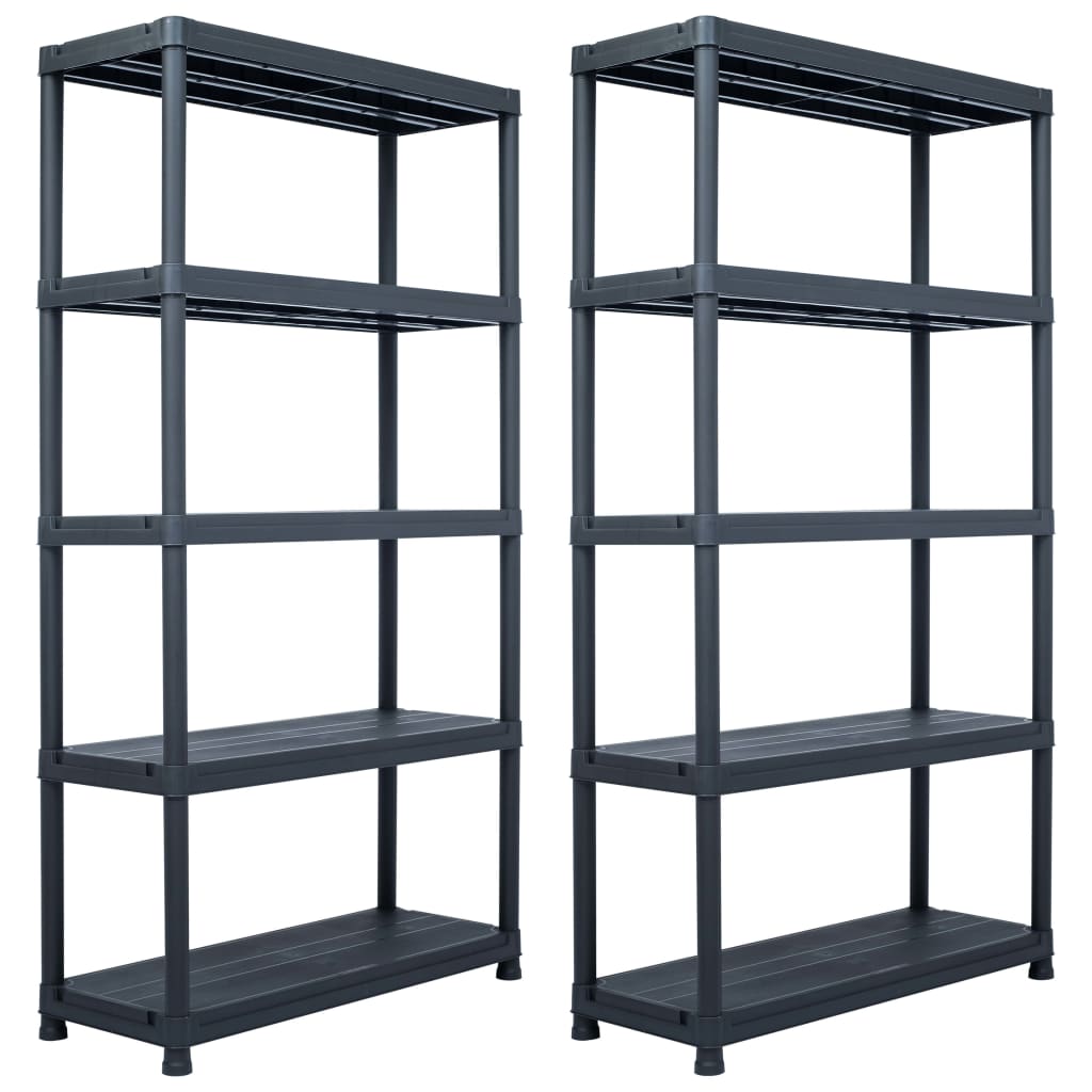 Storage Shelf Racks 2 pcs Black 250 kg 80x40x180 cm Plastic