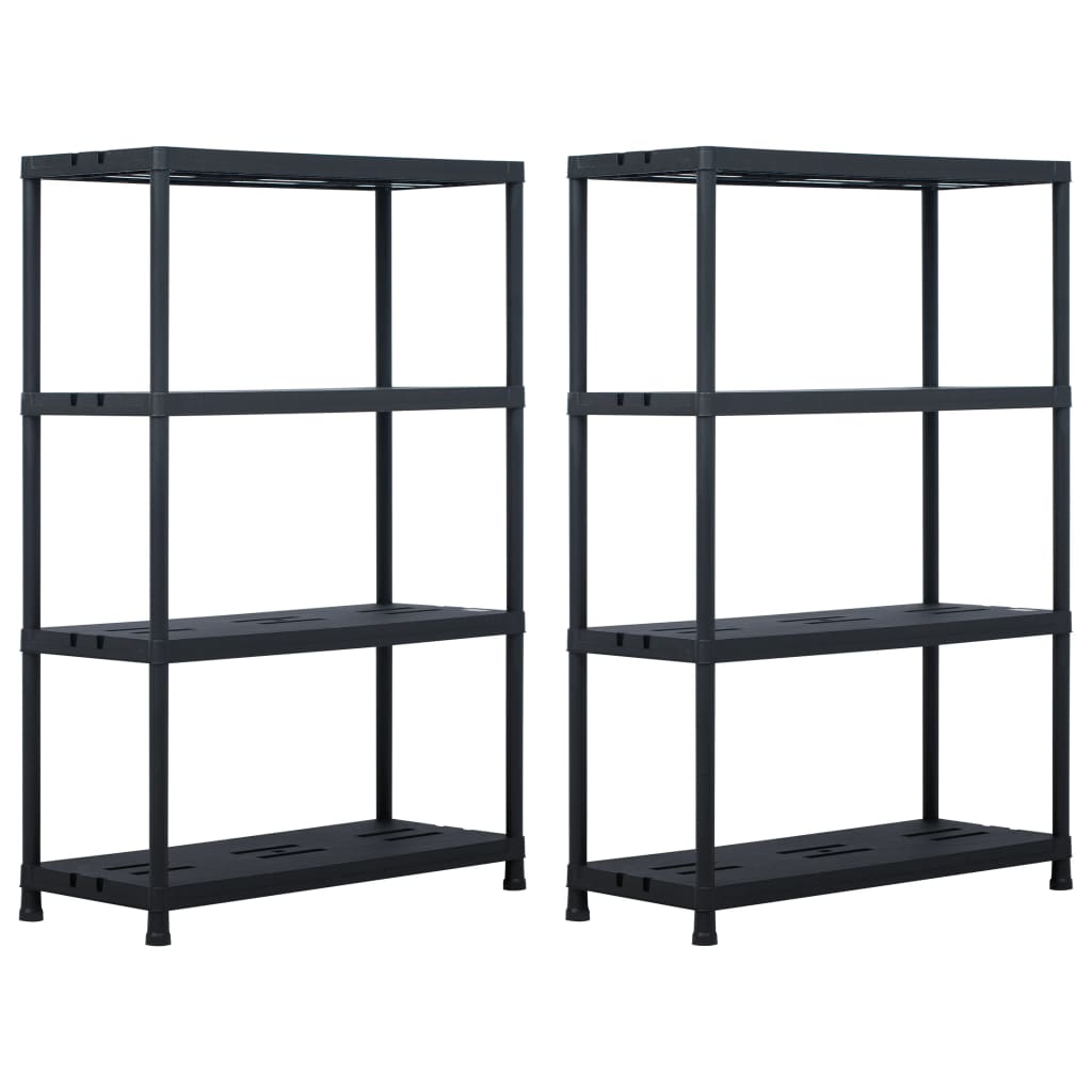 Storage Shelf Racks 2 pcs Black 220 kg 90x40x138 cm Plastic