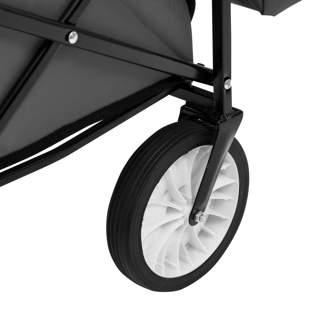 Folding Hand Trolley with Canopy Steel Grey