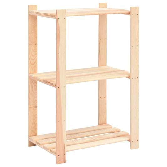 3-Tier Storage Rack 60x38x90 cm Solid Pinewood 150 kg