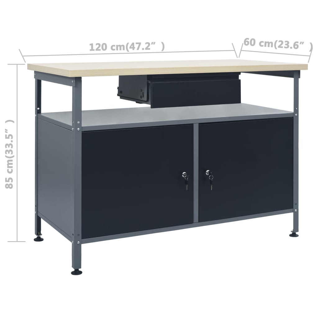 Workbench Black 120x60x85 cm Steel