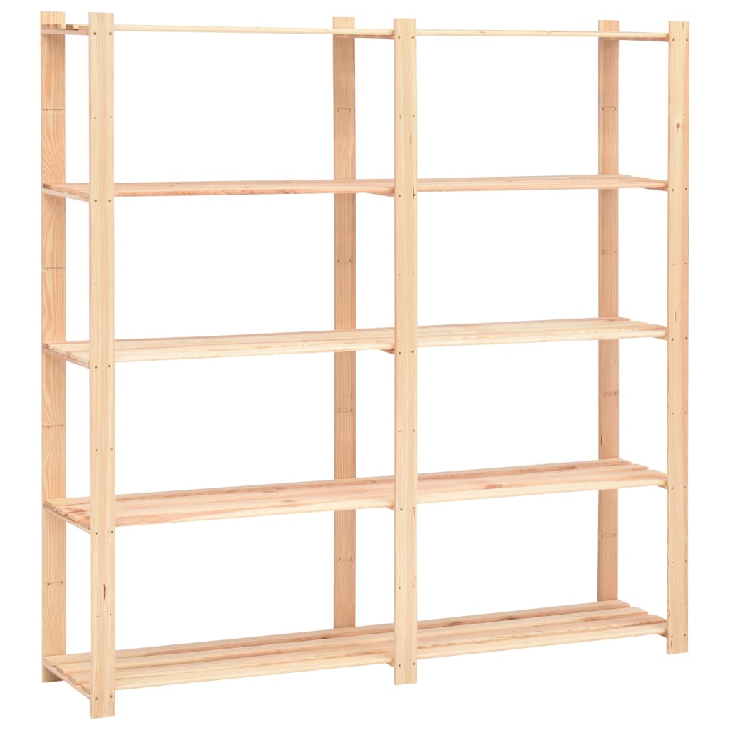 5-Tier Storage Racks 2 pcs 170x38x170 cm Solid Pinewood 500 kg