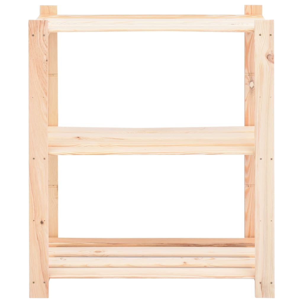 3-Tier Storage Racks 2 pcs 80x38x90 cm Solid Pinewood 150 kg