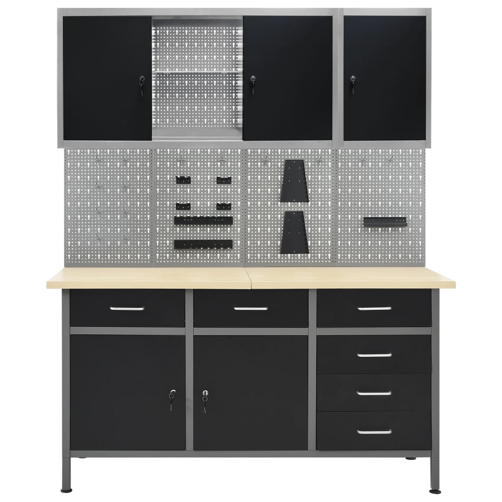 Workbench with Four Wall Panels and Two Cabinets