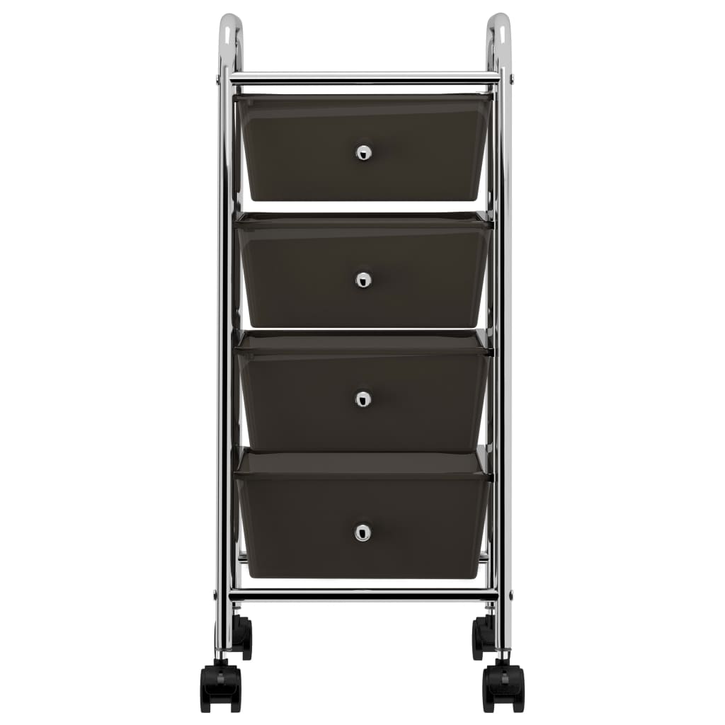 4-Drawer Mobile Storage Trolley Black Plastic