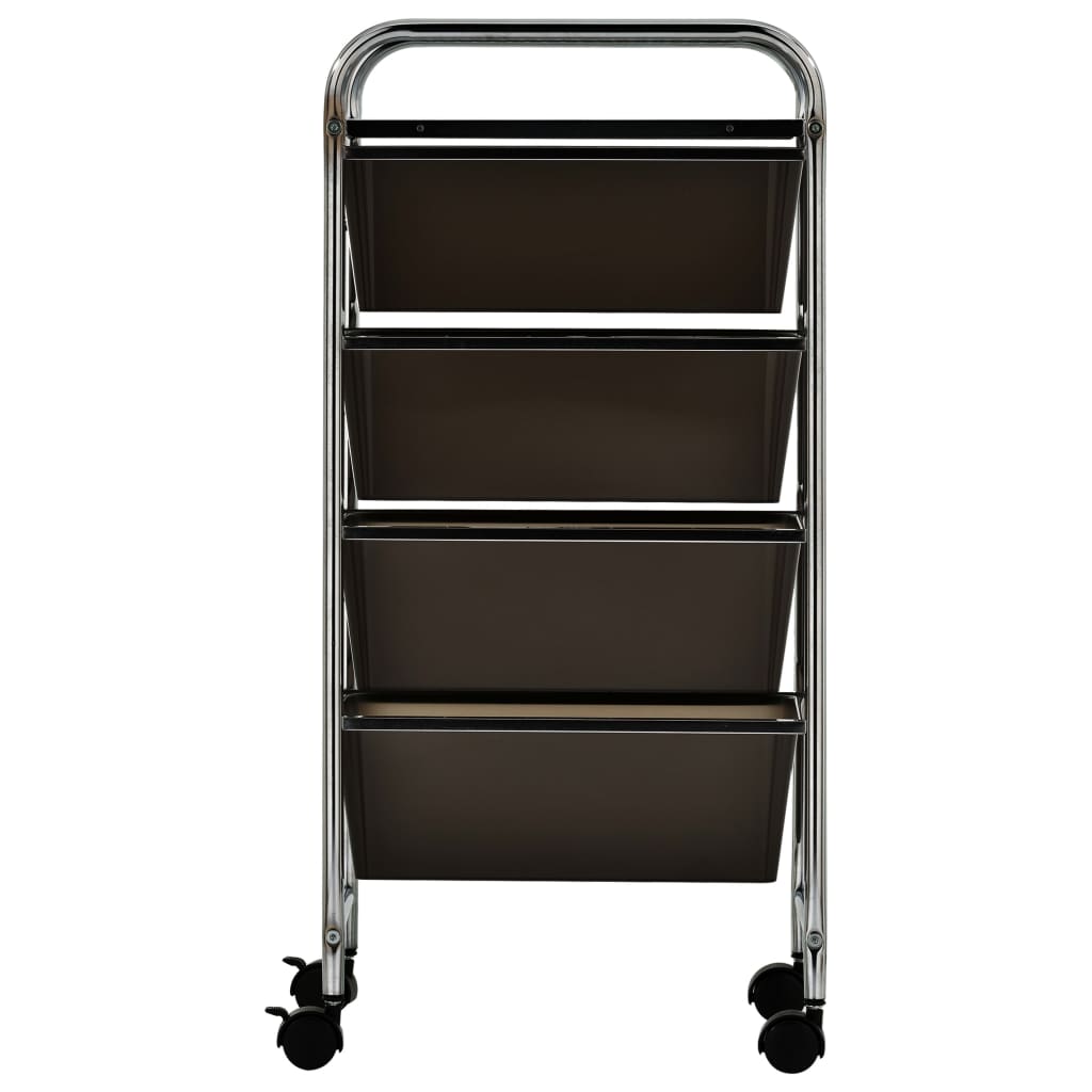 4-Drawer Mobile Storage Trolley Black Plastic