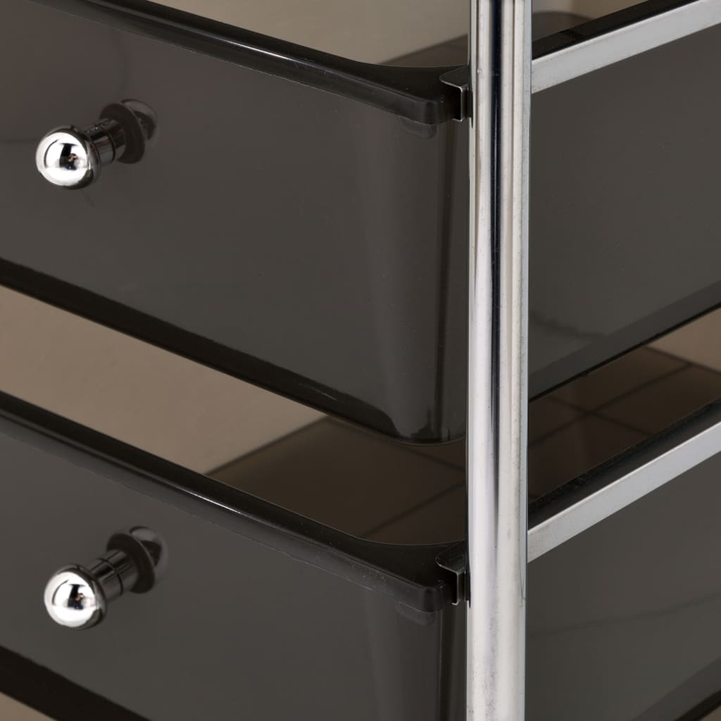 4-Drawer Mobile Storage Trolley Black Plastic