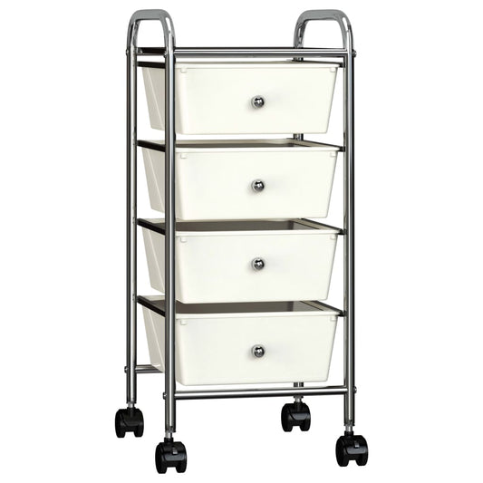 4-Drawer Mobile Storage Trolley White Plastic