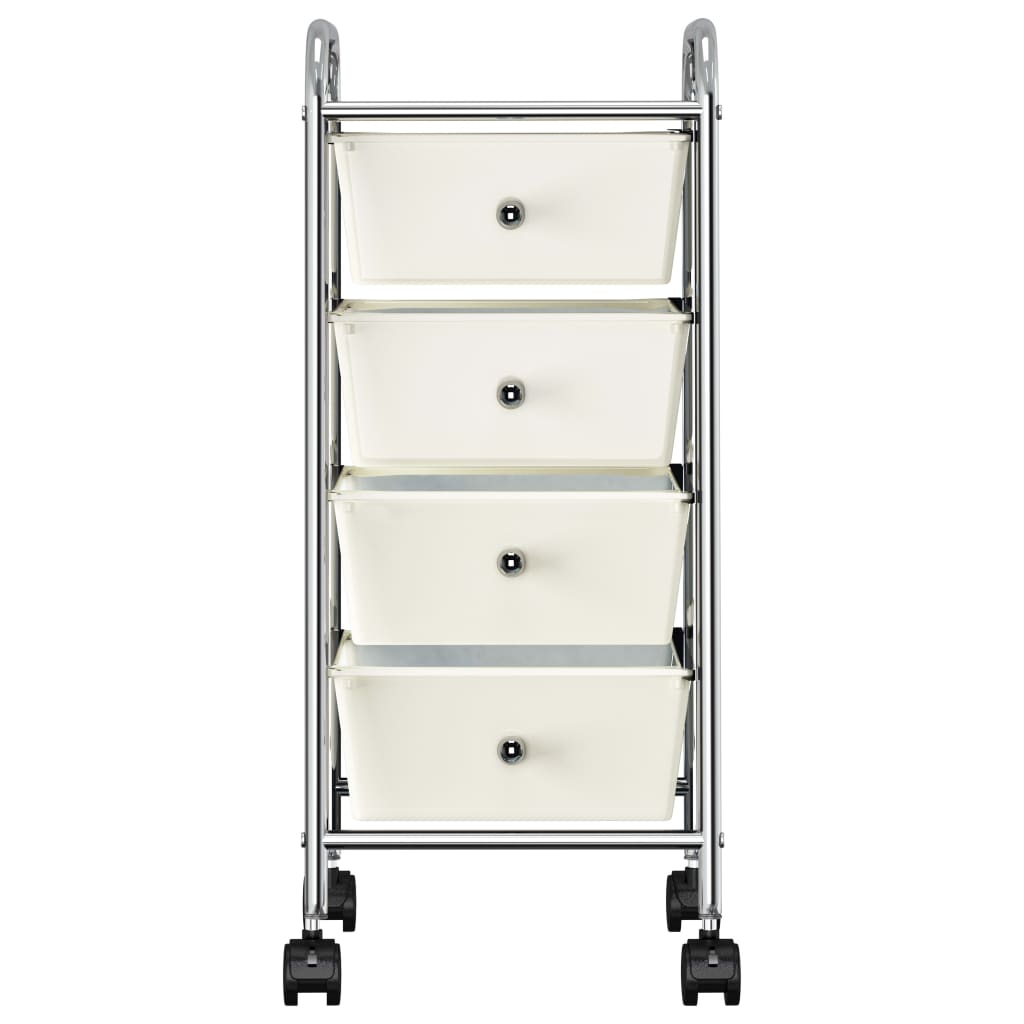 4-Drawer Mobile Storage Trolley White Plastic