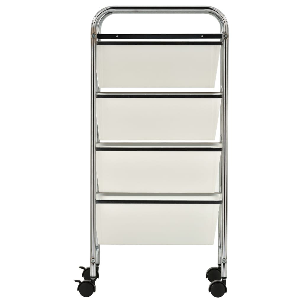 4-Drawer Mobile Storage Trolley White Plastic