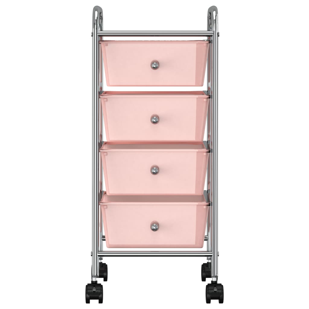 4-Drawer Mobile Storage Trolley Pink Plastic