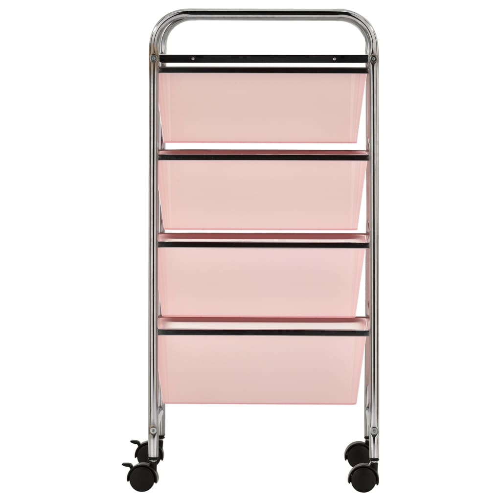 4-Drawer Mobile Storage Trolley Pink Plastic